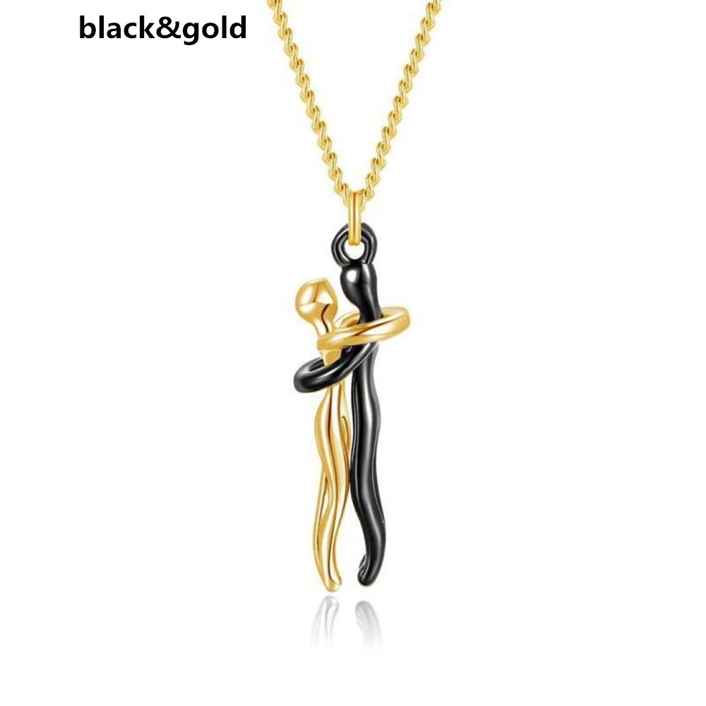 Day Gift Jewelry Love Style Necklace Together Forever Couple Hugging Pendant Lovers Necklace