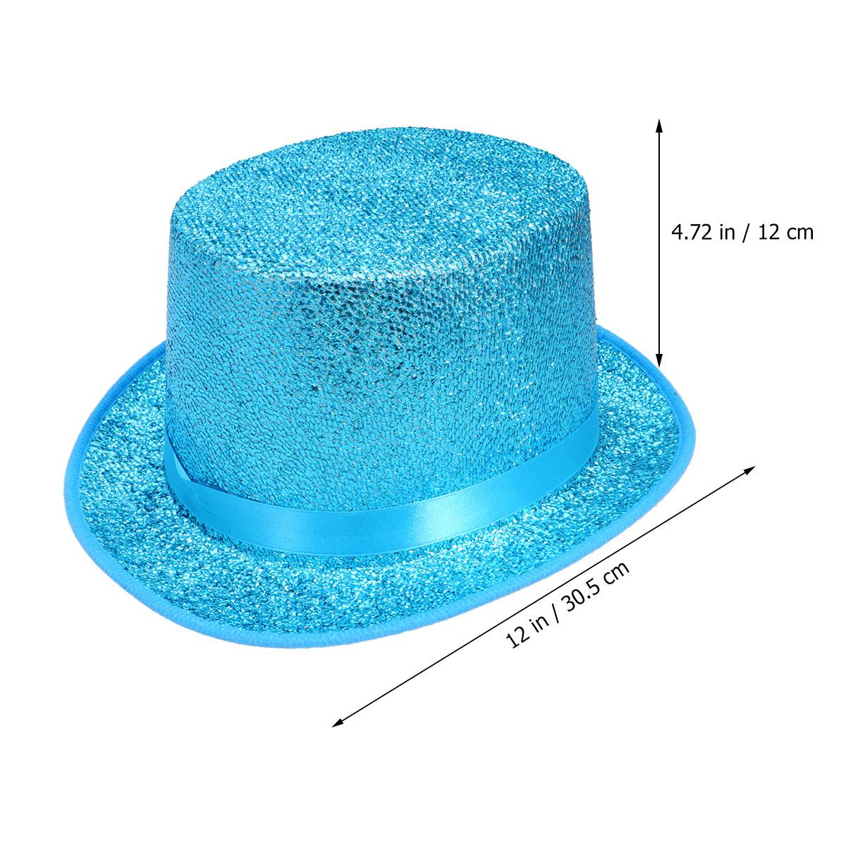 

Glitter Sequin Top Hat Party Cosplay Magician Hat Sparkly Party Cap for Adults Women Costume Accessories синий
