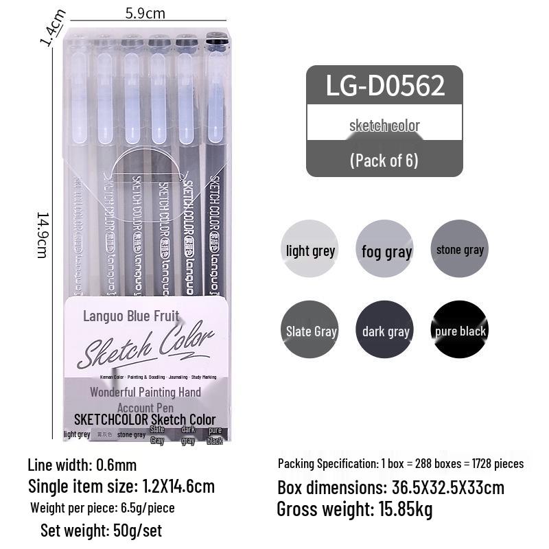 Morandi Color Planner Pen Set: Large Capacity Gel Pens with Needle-tip for Students and Drawing, Fluorescent Blue Fruit 0551.