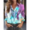 Women's Multicolor Geometric Splicing 3D Print Long Sleeve Shirt, Women's Vacation Shirt