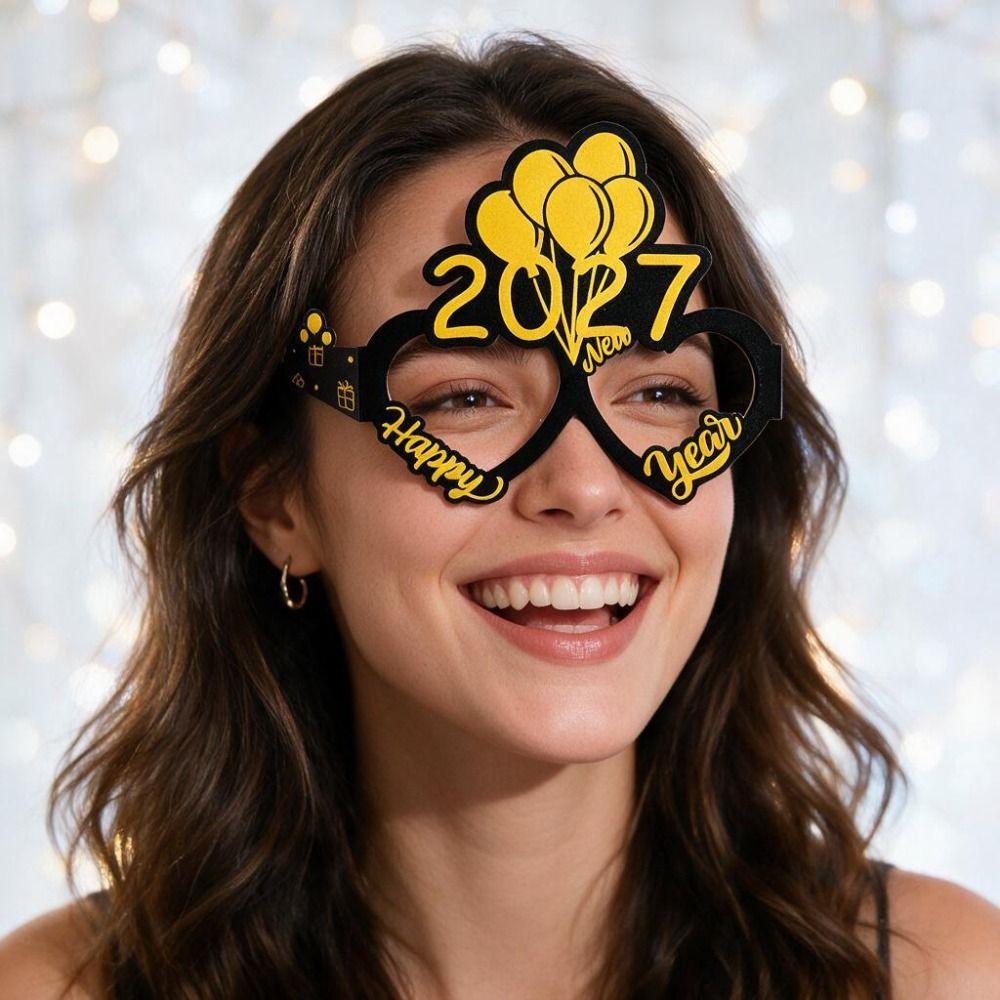 8PCS Irregularly Shaped Party Eyewear Colorful Printed Eyeglasses Frame Photo Props  Events