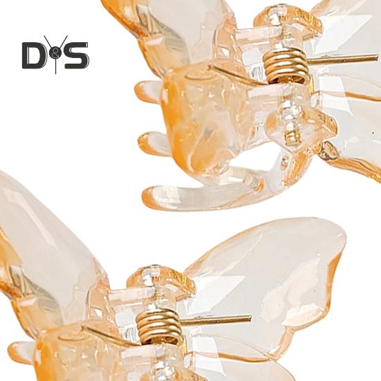 2Pcs Girls Hair Claw Transparent Butterflies Shape Hair Pin Braided Hair Mini Hairpin Clear Mini Braiding Clip Headwear Hair Accessories