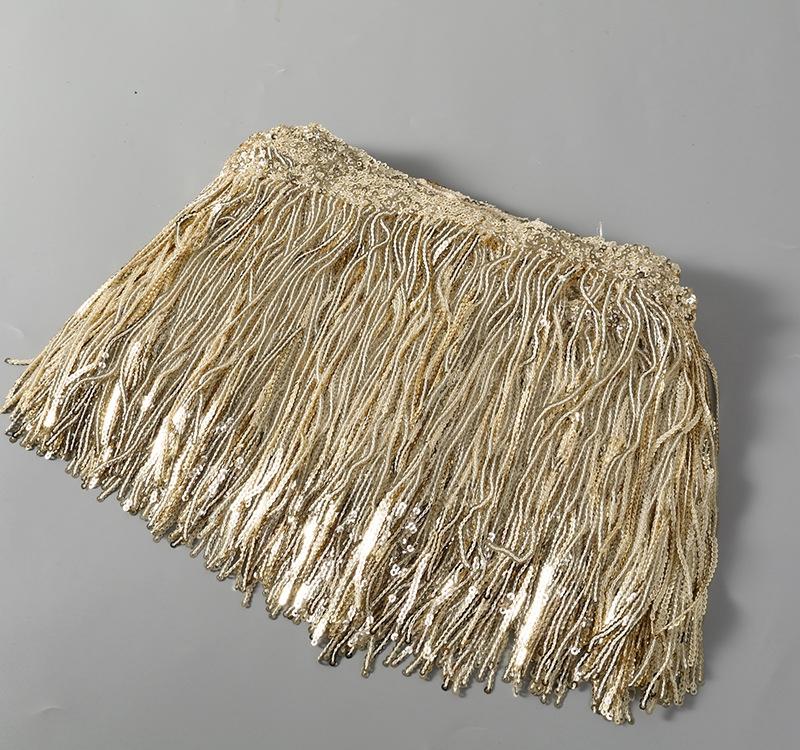 1-5 Yard 17cm GlitterLaser Paljett Frans Tofs Spetskant Latin Dans Bröllopsklänningar Kläder DIY Hantverk Kant Tofs Flecos