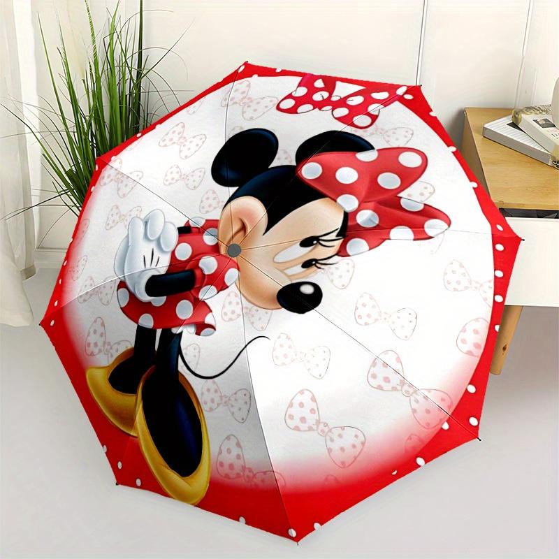 1pc Minnie Mouse Automatic Folding Umbrella - Portable Foldable Design with 8 Ribs, Durable Plastic & Iron Frame, Outdoor Umbrella Yy250731046