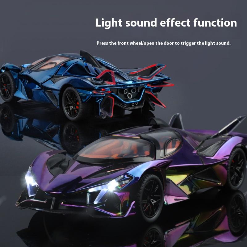 1/24 Apollo EVO Verchromte Version Legierungsmodell Sportwagen-Ornament Bunt Mit Ton und Licht Rückstellkraft Spielzeugauto-Modell Geschenk