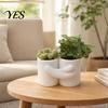 Vaso per Cactus Abbraccio Design Fioriera, Texture Bianca Opaca Stampato 3D Doppia Vasca Atmosfera Rilassante Fioriera, Stile Nordico Piccola Pianta Verde per
