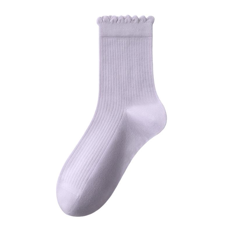 Female Spring and Summer Thin Style Pure Cotton Lace Student Socks