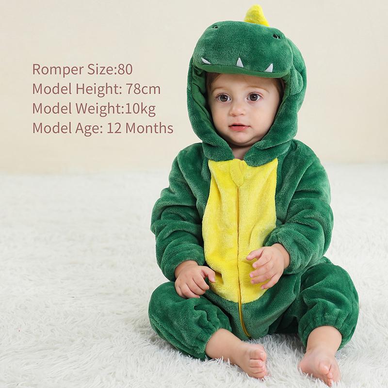 MICHLEY Carniva Baby Rompers Winter Clothes Flannel Hooded Bodysuits Pajamas Animals Overall Jumpsuit For Girls Boys Kids