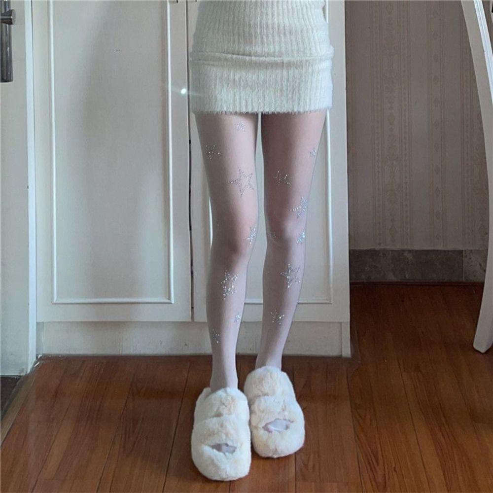 Star Diamond Rhinestone Thigh High Stockings Fishnet Underwear Pantyhose Kawaii Women Pantyhose