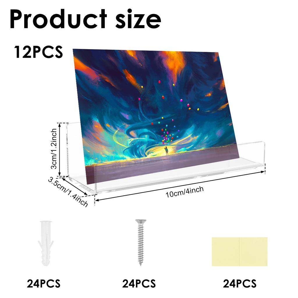 6/8/12pcs Records Holder Acrylic Wall Mount Self Adhesive Album Disc Show Floating Rack Clear Vinyl Display No Drill Storage