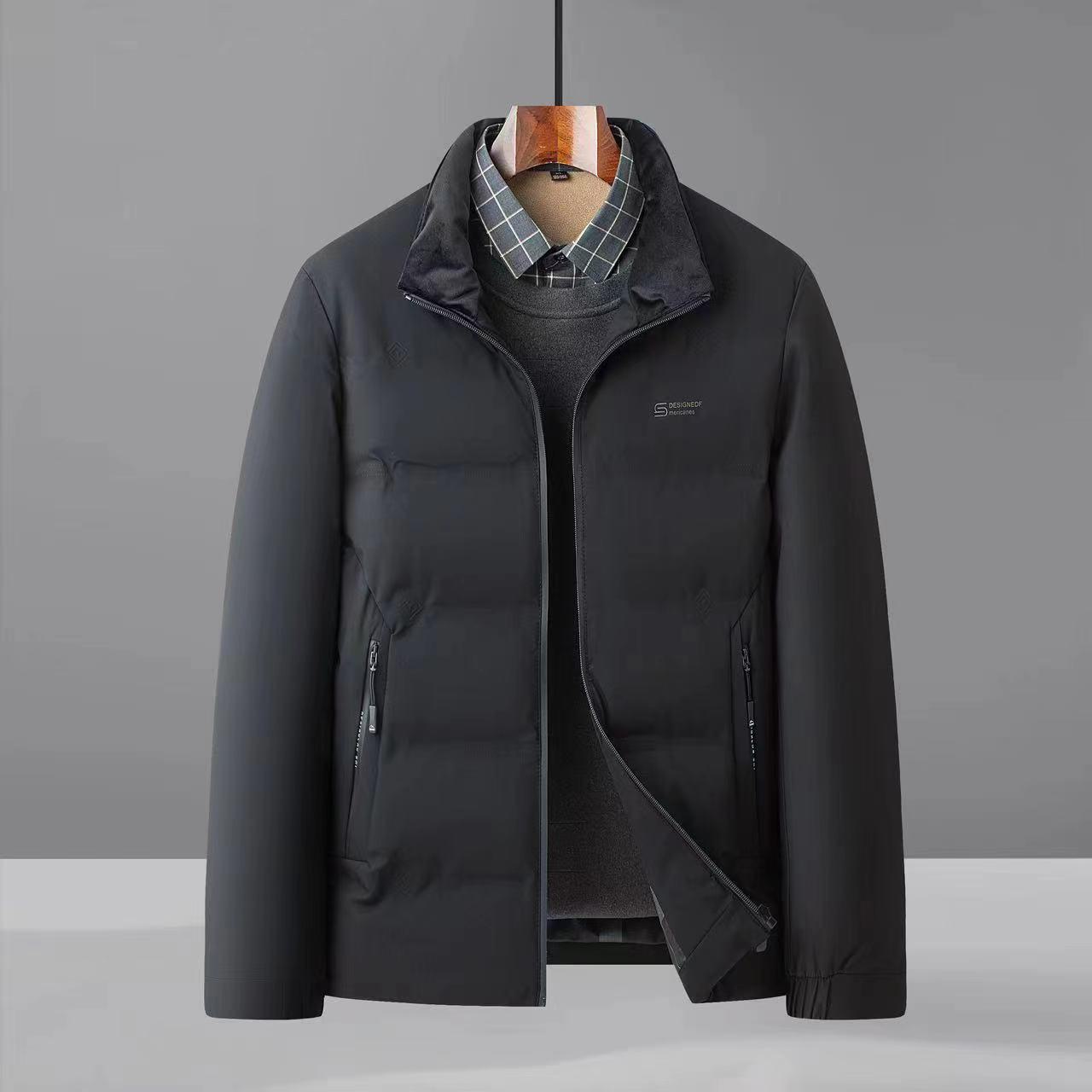 

2024 Мужская Толстая Хлопковая Куртка со Стойкой Воротником - Зимнее Пальто с Длинным Рукавом для Мужчин Среднего и Пожилого Возраста 8803, 5XL чёрный