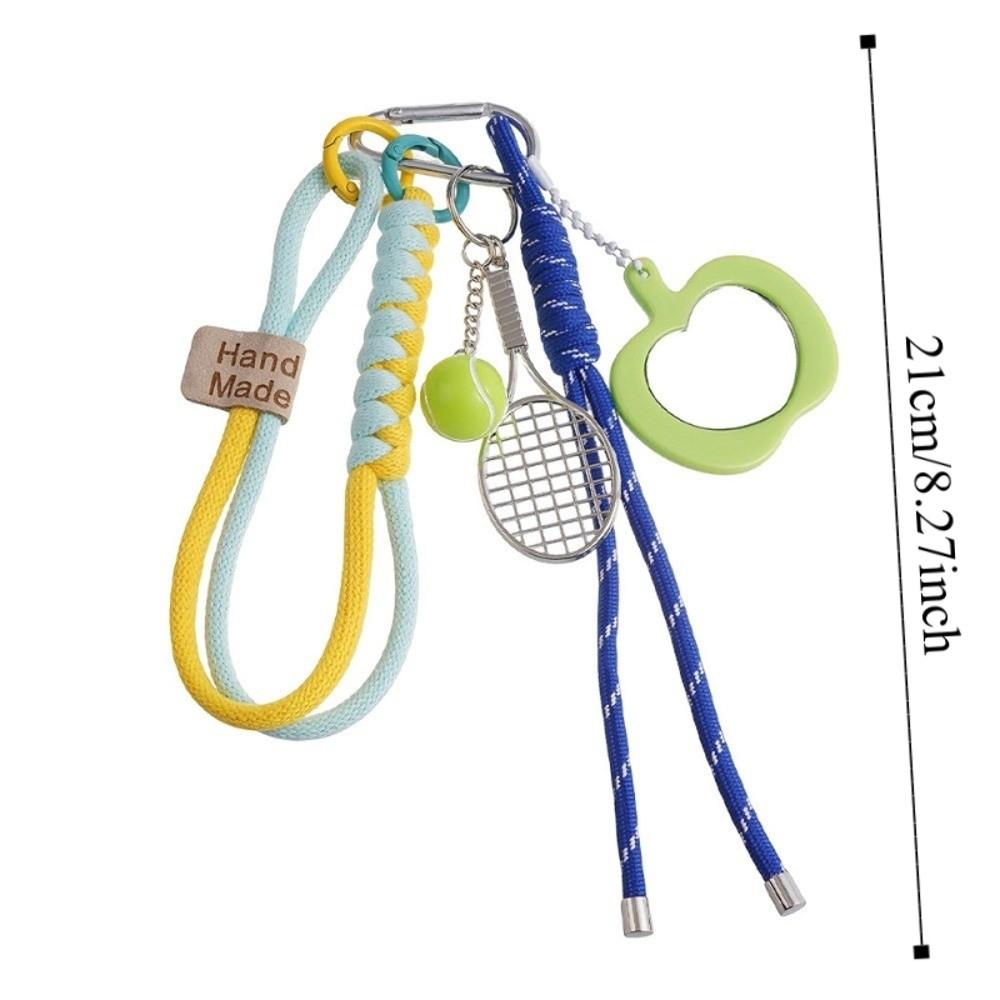 Med Spegel Tennisracket Nyckelring Nyckelring Sportig Stil Väskberlocker Födelsedagspresent