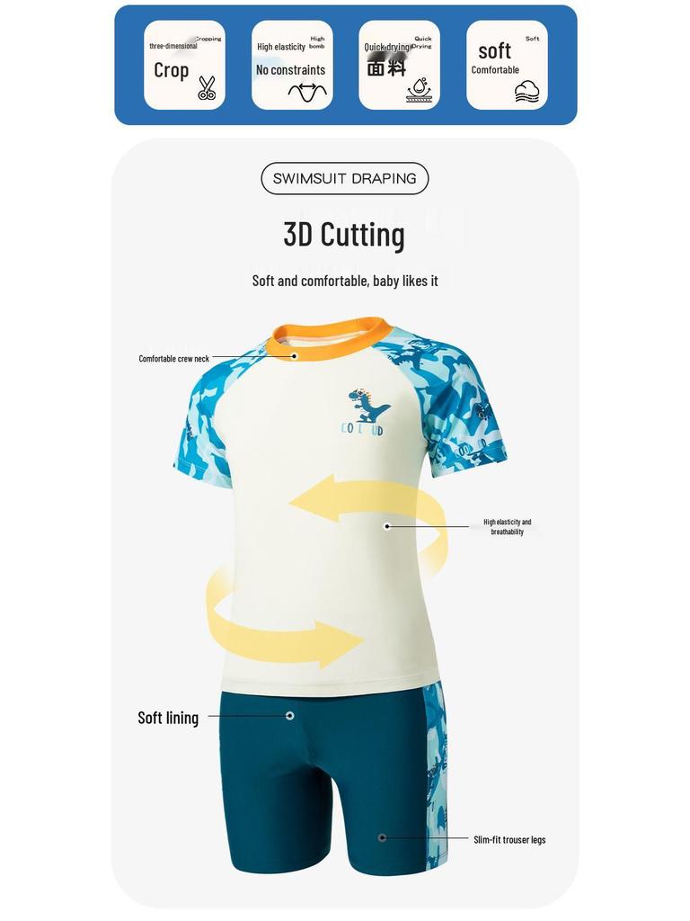 Boys' Two-Piece Swimwear Set 2025: Quick-Dry, Sun-Protective Swim Trunks for Kids