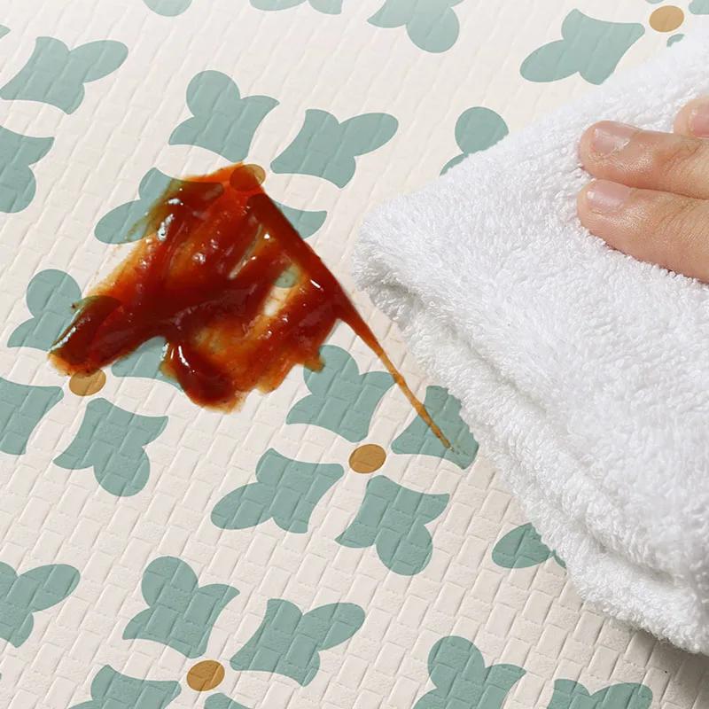 Ins Style PU Leather Kitchen Floor Mat Nordic Oil and Water Resistant Carpet Washable Thickened Anti Slip and Anti Fall Foot Pad