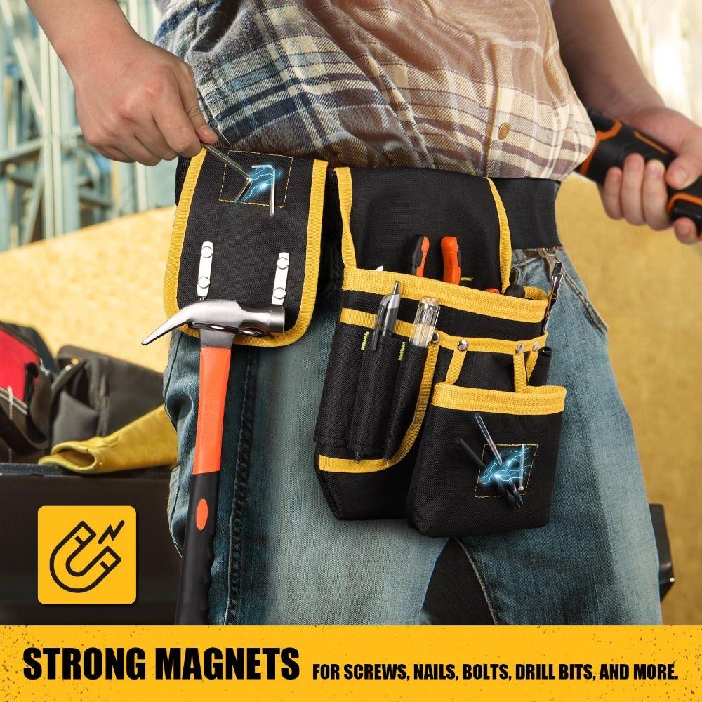 Professioneller 26-Taschen Magnetischer Werkzeuggürtel Strapazierfähig Abnehmbare Magnet-Tasche Oxford-Gewebe Verstellbare Werkzeugtasche Bauwesen