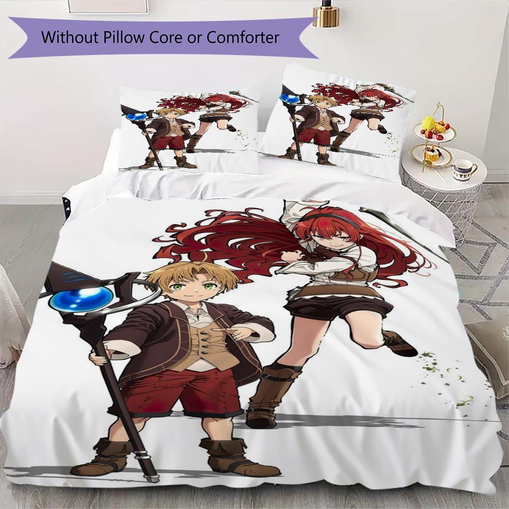 Mushoku Pattern Bedding,Quilt Set Quilt Cover Pillowcase Home Birthday Gift(1 * duvet cover + 2 * pillowcase, without core)_lx