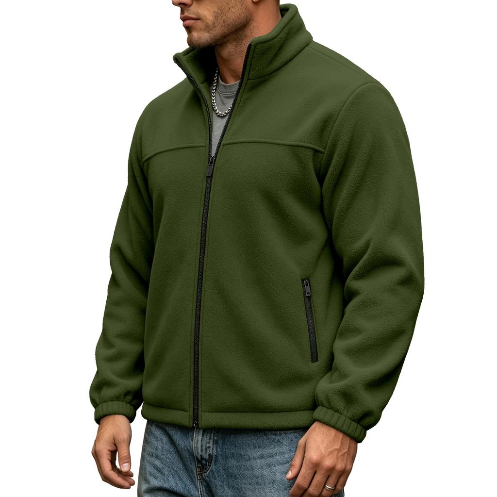 Men S Casual Fleece Lined Stand Collar Zip Up Sweatshirt