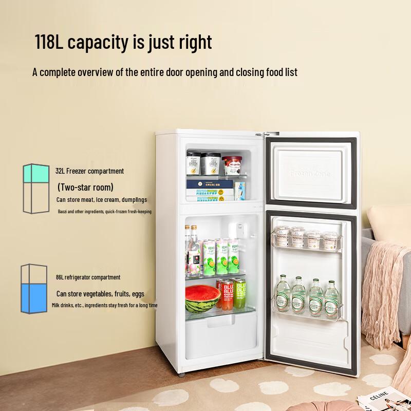 TCL 116L Compact Two-Door Refrigerator CN plug (adapter included)