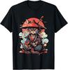 Samurai Katze T-Shirt Katze in Rüstung Tee
