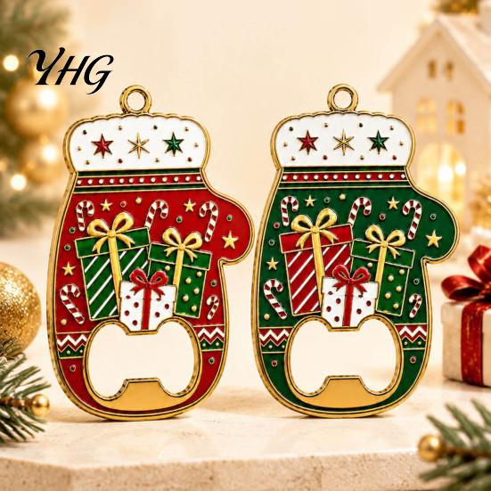 Christmas Tree Hanging Ornament Glove Bottle Opener, Shape Remover with Magnetic Backing, Festive Fridge Magnet Decoration Durable Zinc Alloy Holiday