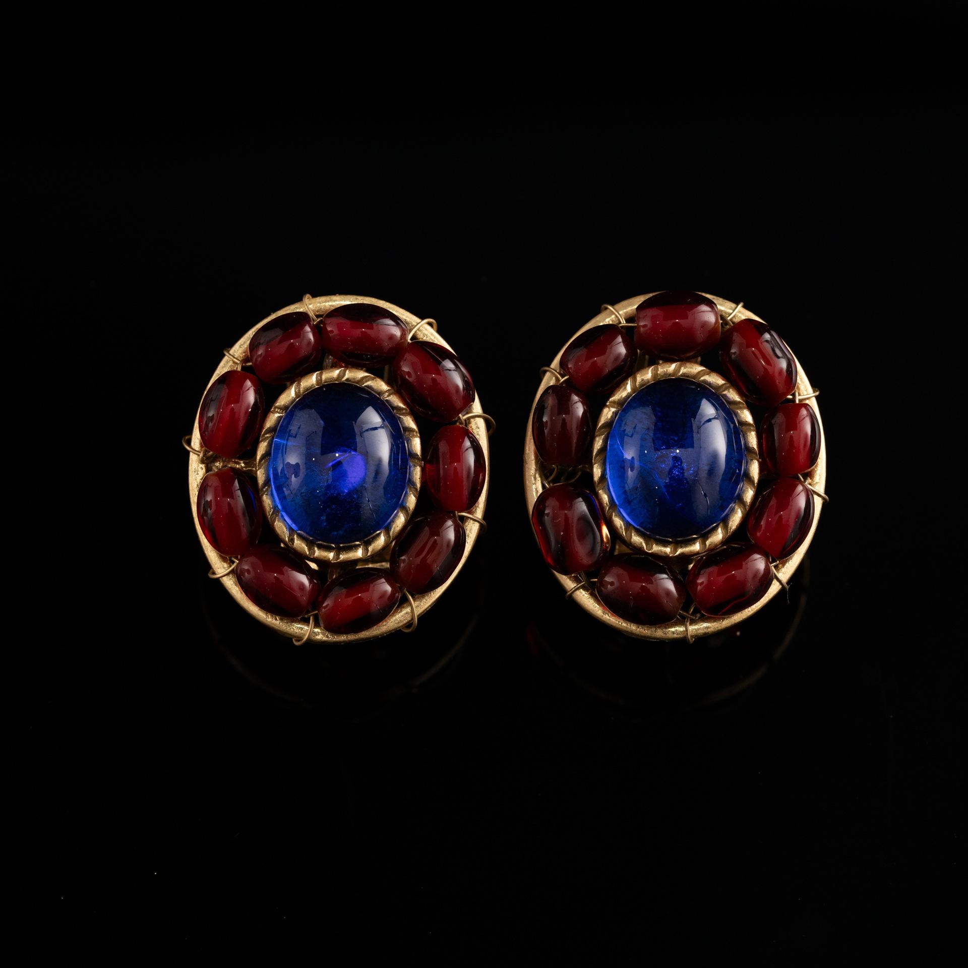 Средневековые Винтажные Высококлассные Темпераментные Универсальные Нишевые Медно-сплавные Красные Глазурованные Бусины Плетеные Серьги Новые