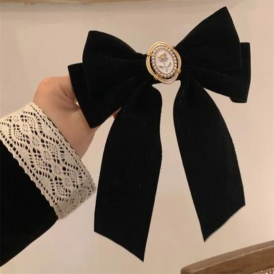 Veludo Preto Laço Vermelho Grampo de Cabelo Pérola Floral Primavera Rabo de Cavalo Grampos Estilo Coreano Elegante Grampos de Cabelo Mulheres Menina Penteado Headwear