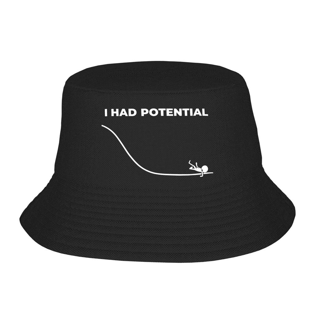 I Had Potential Bucket Hat For Unisex  FisherUnisex Hats Trendy Hunting Caps Foldable Streetwear Custom DIY Visor Hats