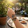 Enamel Glaze Flower Open Bangle Polka Dot Adjustable Bracelet Floral Bracelet  Birthday Gift