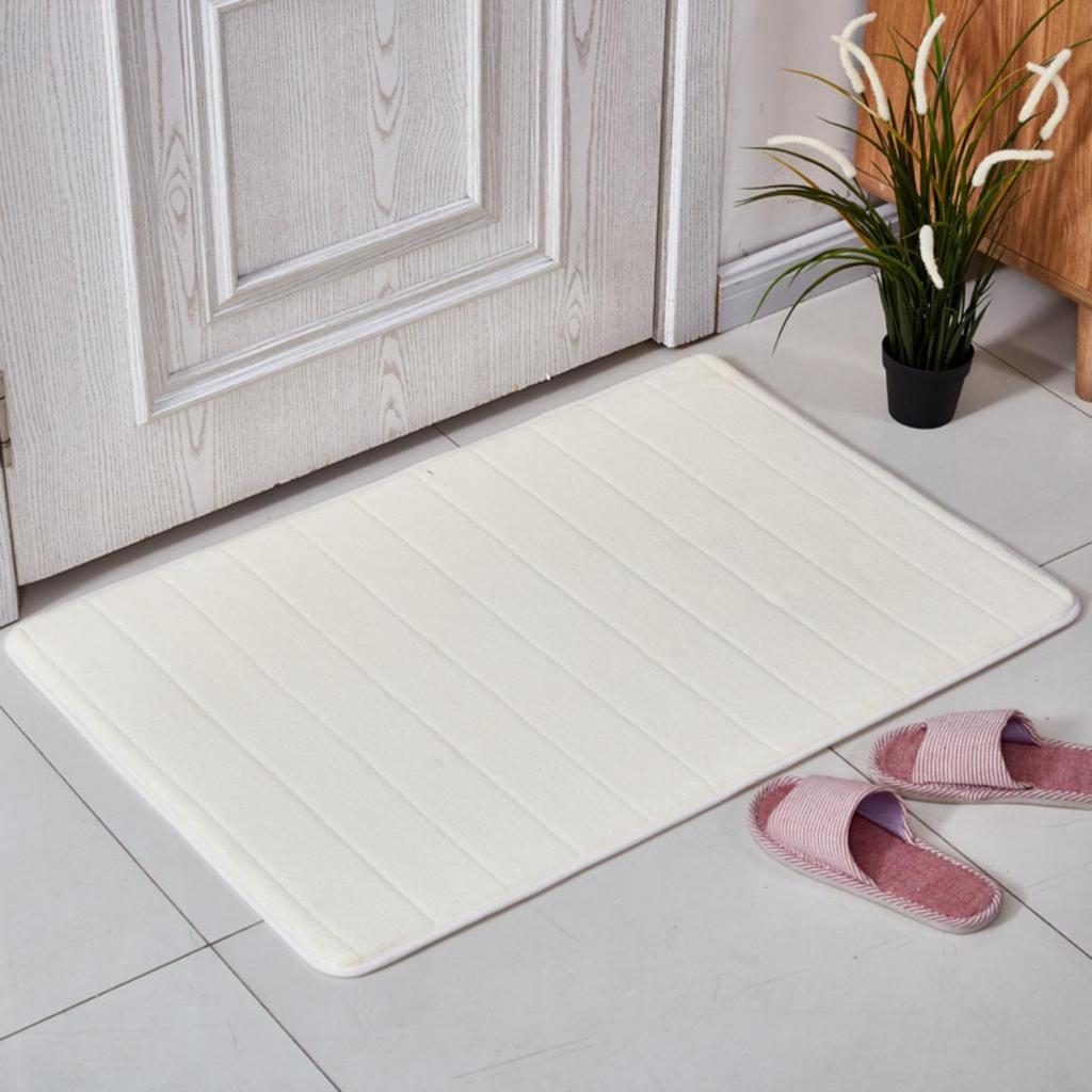 Coral Fleece Stripes Engraving Bathroom Mat Bath Non-slip Carpets In Wash Basin Bathtub Side Floor Rug Shower Room Doormat Memory Foam 3D Pad