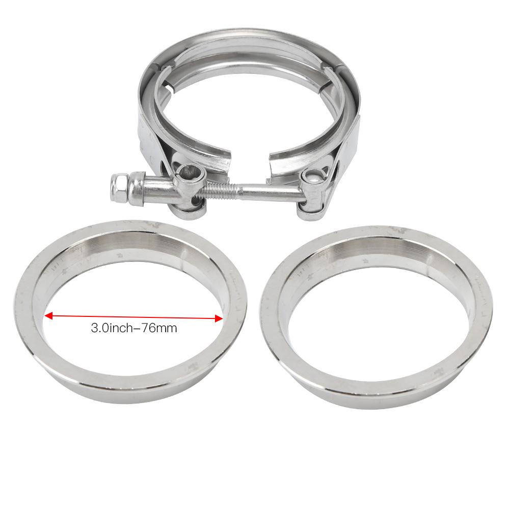 Bil V-båndklemme Eksos Downpipe Flenssett 304 Rustfritt stål(3,0 tommer   76 mm )