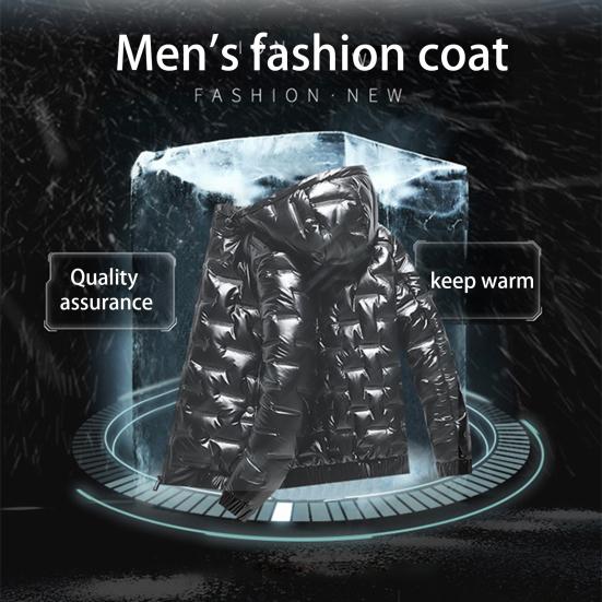 Cotton Coat Hooded Smooth Surface Solid Color Long Sleeves Cardigan Cold-proof Padded Plus Size Men Winter Coat for Outdoor