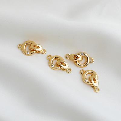 Fermoir Perle Couleur-Protectrice Rempli d'Or 14K avec Zircon pour Bijoux DIY
