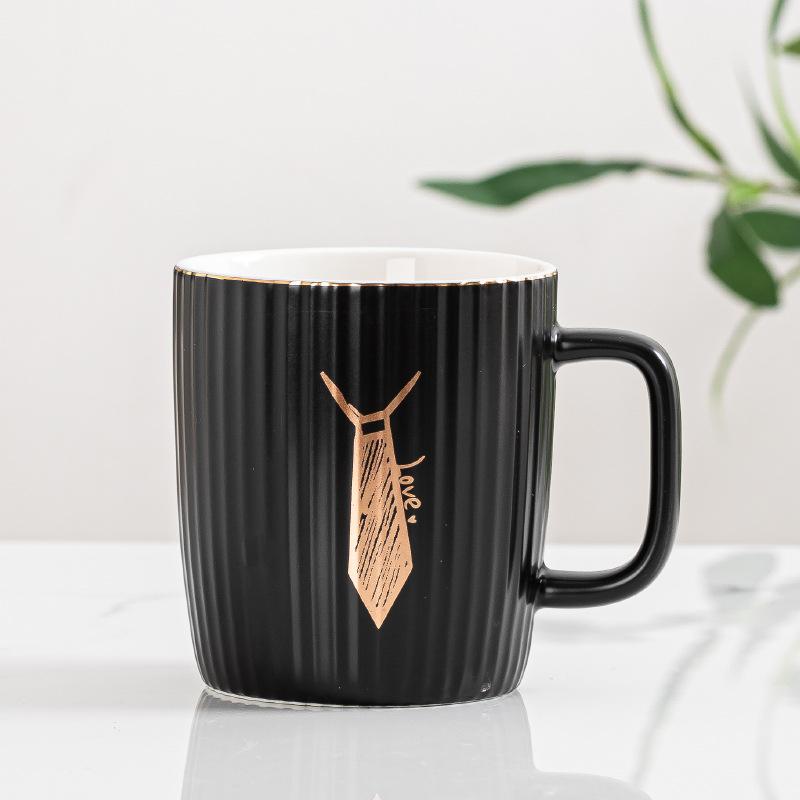 European Ceramic Mug Striped Mug Set Couple Cup Advertising Gift Souvenir