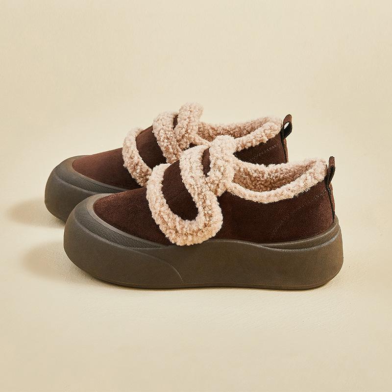 Winter New Velvet Women's Board Shoes Student Platform Versatile Thermal Casual Cotton Shoes XFH