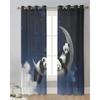 Moon Night Sky Panda Bamboo Star Animal Sheer Curtains for Living Room Decoration Window Curtains Kitchen Tulle Voile Curtains