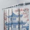 Elegant Blue And White Chinese Garden Shower Curtain With Cherry Blossoms - Artistic Home Decor For Bathroom Complimentary Hook