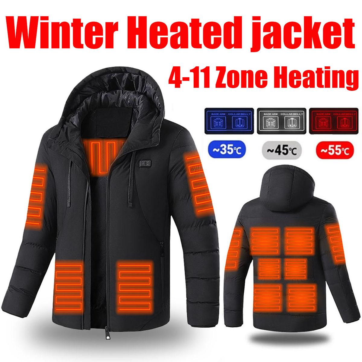 

Куртка с подогревом, интеллектуальный двойной USB-переключатель, 4–11 зон, куртка с подогревом, мужская и женская теплая хлопковая куртка со съемным капюшоном