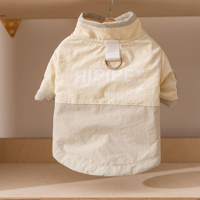 Color Block Outdoor Dog Jacket Warm Padded Coat For Small Breed Dogs Winter Windproof Pet Apparel Cozy Fleece Lined Puppy Clothing