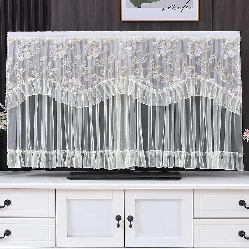 1pcs European Style Lace TV Cover Brand Universal Liquid Crystal TV Cover Cloth Anti Dust and Sun Protection Home Decoration Fabric Easy To Clean