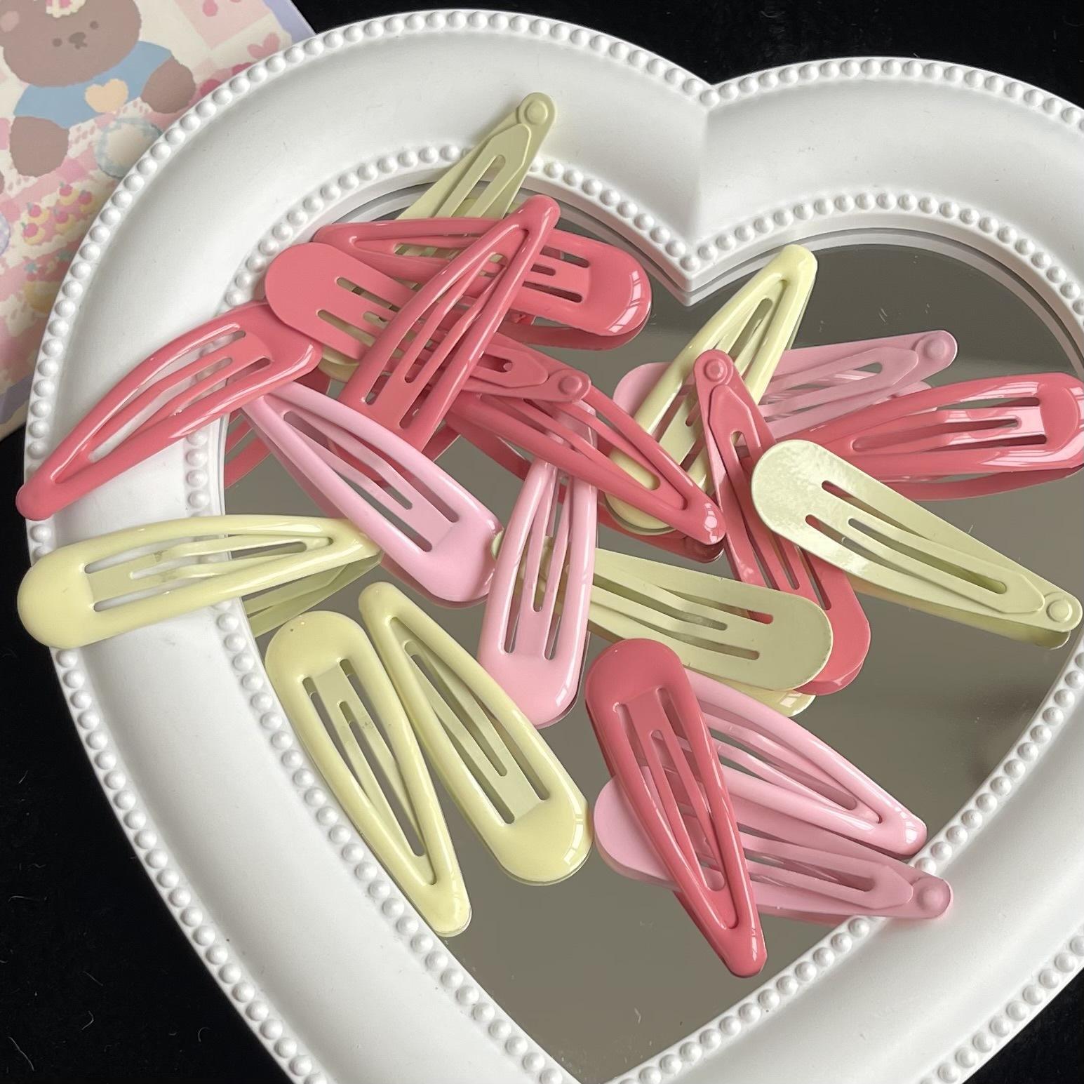 

10 Pcs/Lot Girls Colorful Waterdrop Hair Clips Barrettes Pink Beige Khaki Hairpin Snap Clip For Women Fashion Accessories