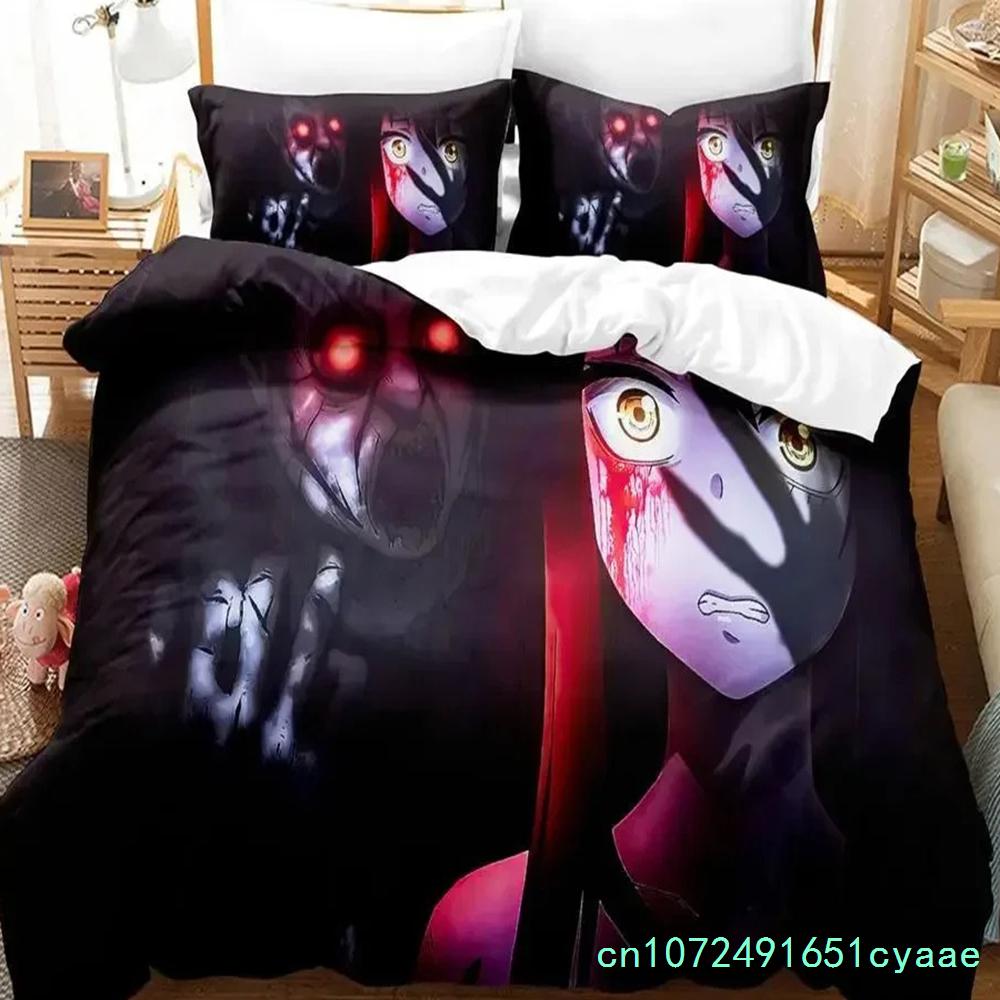 Anime Mieruko-chan The Girl Who Can See Them Bedding Set Boys Girls Twin Queen Size Duvet Cover Pillowcase Bed Kids Adult