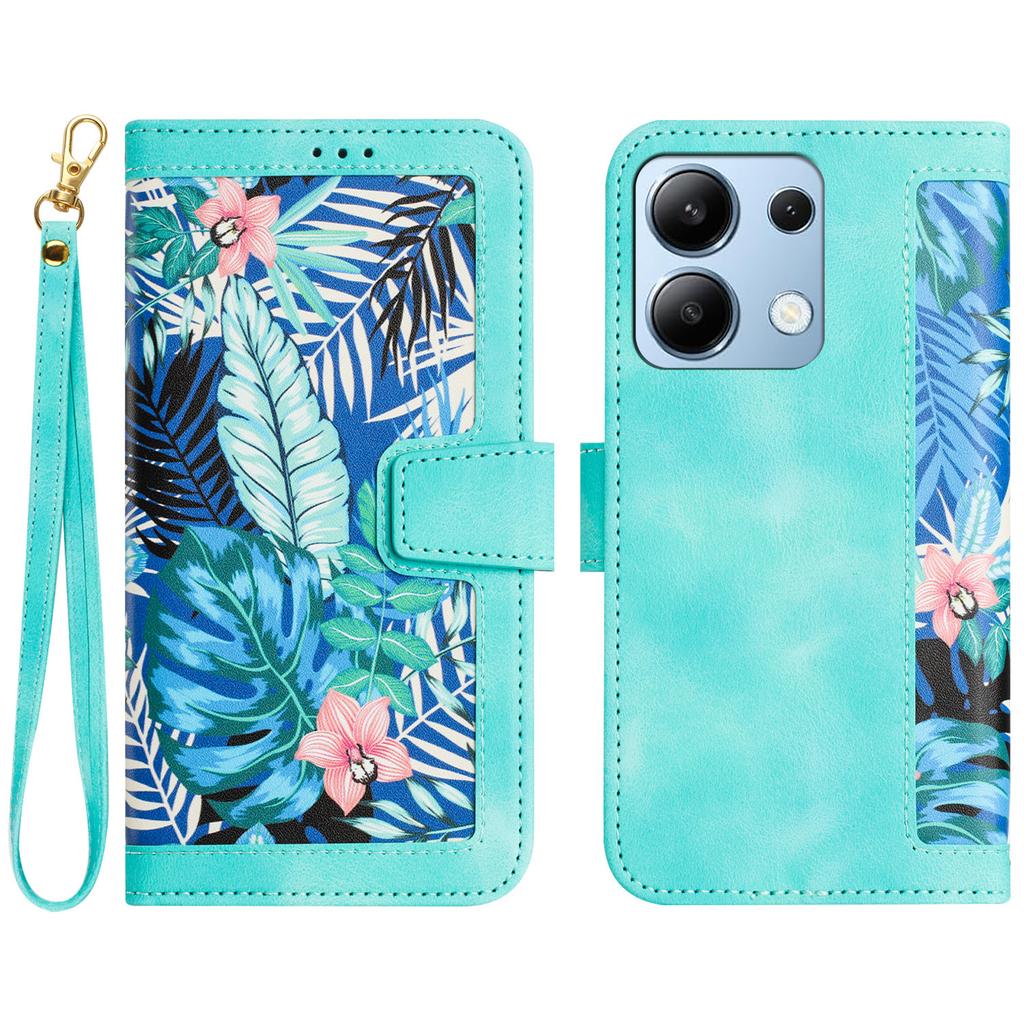 For Xiaomi Redmi Note 13 4G Case Printed Flower Pattern PU Leather Wallet Phone Cover