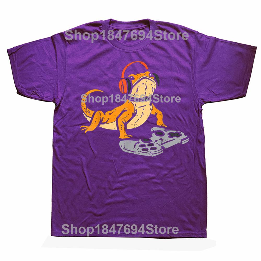 

Funny Bearded Dragon Playing Video Game Graphic 100% Cotton T-shirt Men Fashion Casual Tshirt Loose Oversized Streetwear T Shirt 4XL