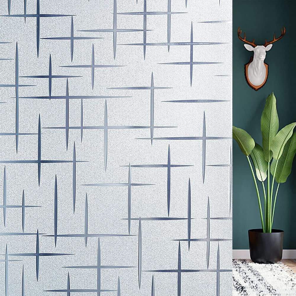 Frosted Window Privacy Film 3D Decorative Glass Vinyl Film Stained Glass Decals Static Cling Window Sticker Non-Adhesive Films