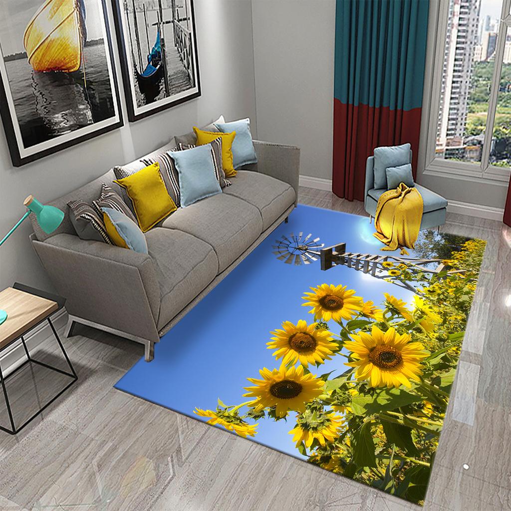 3D Sunflower Pattern Home Carpets for Living Room Bedroom Bathroom Kitchen Rug Kid Room Play Large Carpet Child Crawl Floor Mat