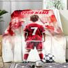 1PC Custom Name Soccer Player Artwork Outdooor Flannel Blankets Throw Blanket All-Season Throw Gift Bedspread for Couch, Bed, Camping Holiday Birthda