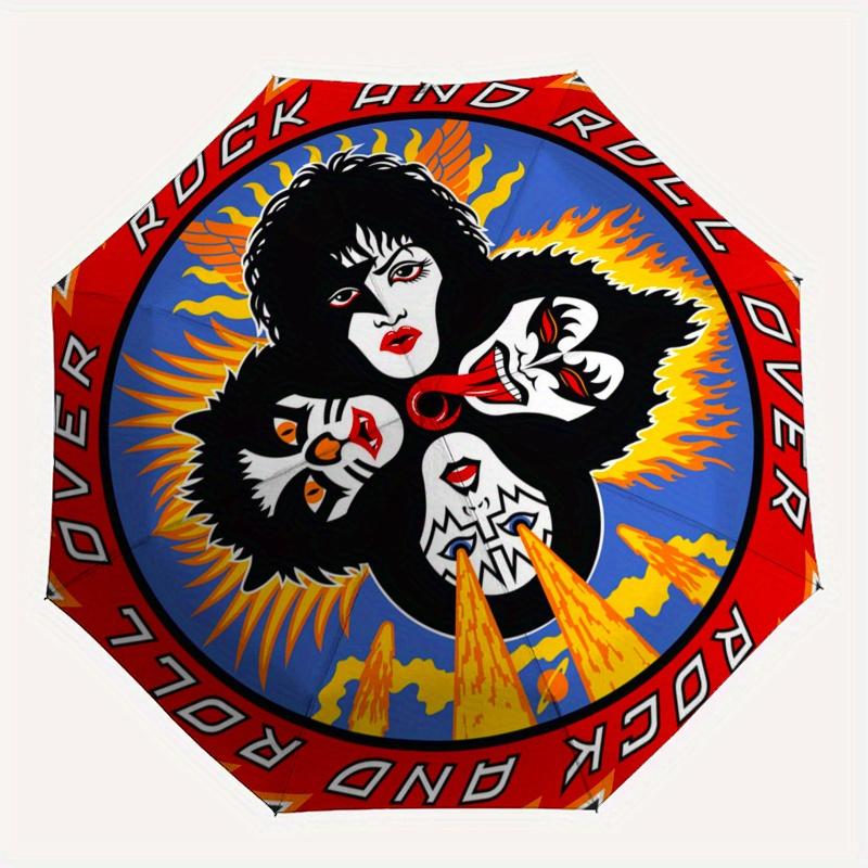 "Rock and Roll Over" Band T Shirt  Official Merchandise Umbrella, Portable 3 Fold Compact Umbrella for Men & Women,S254