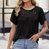 Women's Loose Casual Round Neck Solid Color Pleated Short Sleeved Top Short Sleeved Top