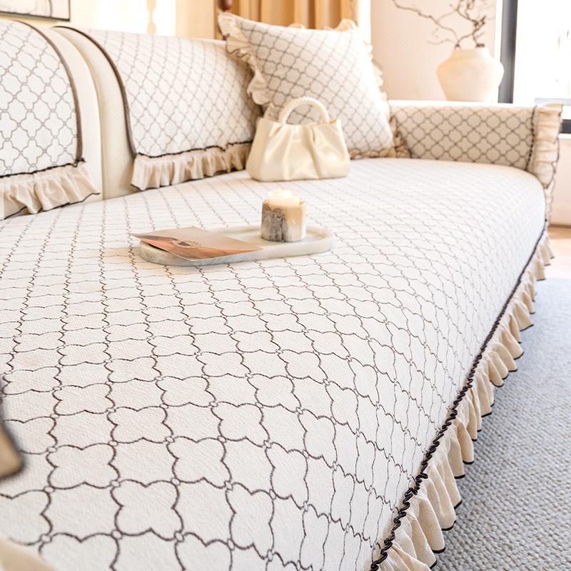 

Шенилловый чехол на диван Всесезонное полотенце-подушка для дивана Пасторальный стиль Мелкие цветы Защита для дивана Противоскользящий для гостиной A 70x70cm 1pc