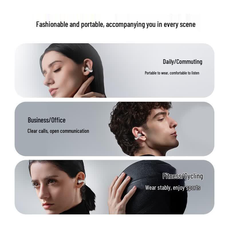 Casque Bluetooth à clip d'oreille ouvert DOUBLE TUNE C3 pour la traduction IA